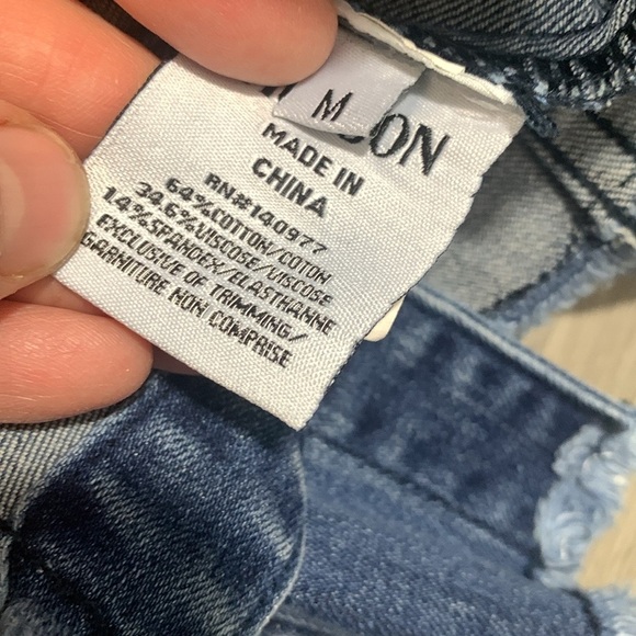 Hudson Fray Hem Sherpa Collar Medium Wash Stretch Denim Jacket Girls size M - Picture 6 of 10